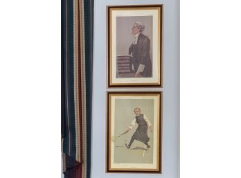 Pair Of Framed 'Men Of The Day'prints Of  Illustrations From A 1902 Vanity Fair Supplement