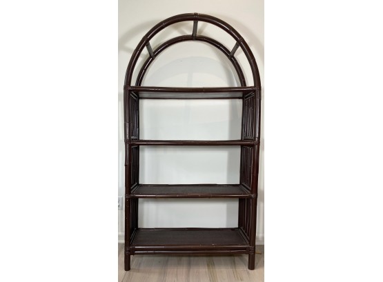 EQ - Crate And Barrel Style Brown Finish Rattan, Bent Wood Etagere