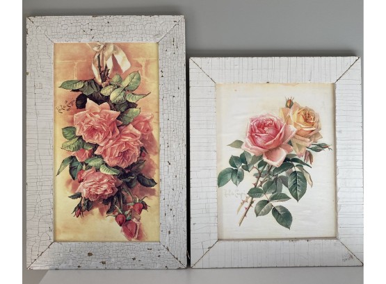 W- Two Framed Prints Of Flowers In White Washed Frame, From Rum Runner