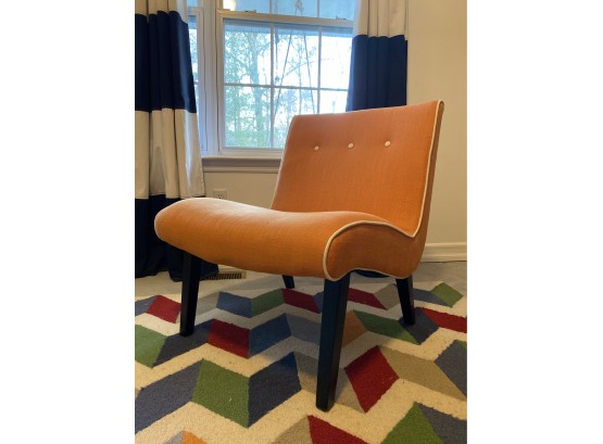 EQ - Safavieh Orange Upholstered Lounge Chair With Contrast Piping
