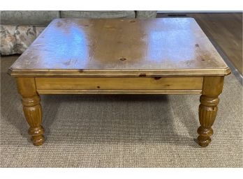 W - Museum Of American Folk Art By Lane, Light Wood With Turned Legs Coffee Table   - Wear On The Top Finish
