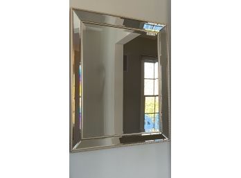 W - Beveled Edge Mirror With Mirrored Frame And Silver Tone Accents