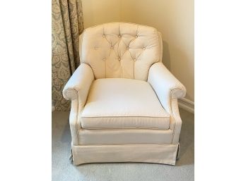 EQ - White Rolled Arm Upholstered Tufted Back Swivel Rocker Chair