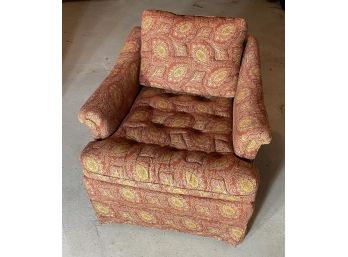 EQ - Red And Light Yellow Paisley Upholstered Tufted Swivel Rocker Chair