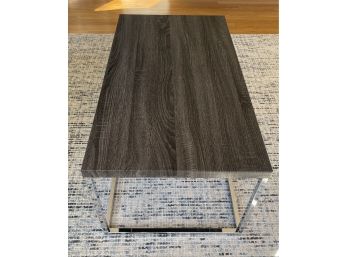 W - Modern Coffee Table With Chrome Base And Wood Grain Finish