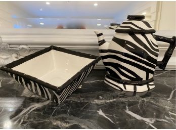 EQ - Roscher Zebra Collection Earthenware Serving Bowl And Tea Pot