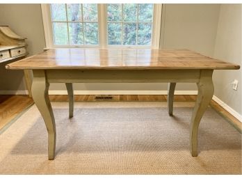 W - Rectangular Dining Table With Cerulean Green Grey Legs And Natural Wood Top From Rumrunner Home