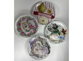 EQ - Four Gloria Vanderbilt, Fond Memories Taste Seller Sigma Plates Made In Japan With Plate Hangers