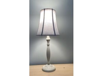 W - White Table Lamp With White Tapered Shade