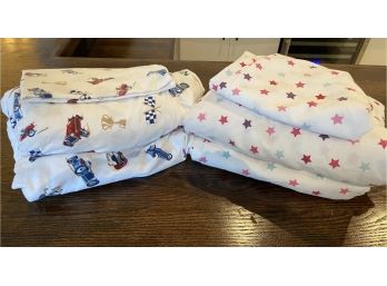 EQ - Two Sets Of Twin Sized Bed Sheets - Stars And Racing Cars