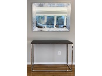 W - Modern Console Or Sideboard Table With Chrome Base And Wood Grain Finish