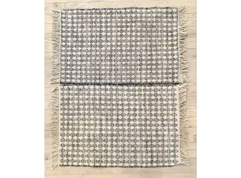 EQ - Two 2 X 3 Blue And White Woven Area Rugs With Padding