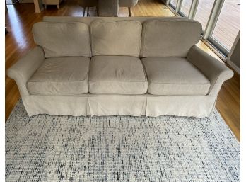 W - Natural Linen Slipcover Sofa From Crate And Barrel - Three Cushion, With Rolled Arms