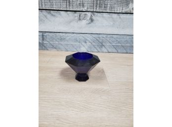 Blue Glass Candle Holder/decor