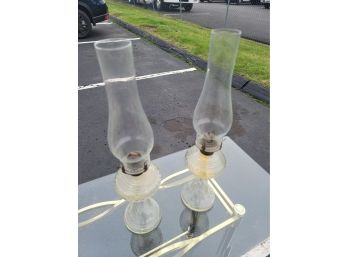 Vtg Glass Oil Lamps
