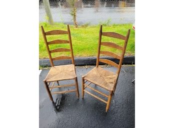 Antique Wicker Ladder Back  Chairs.