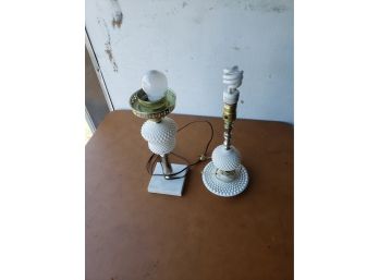 2 Vtg Milkglass Lamps