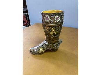 Vtg Ceramic Boot Vase