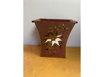 Vtg Hand Painted Trash Can