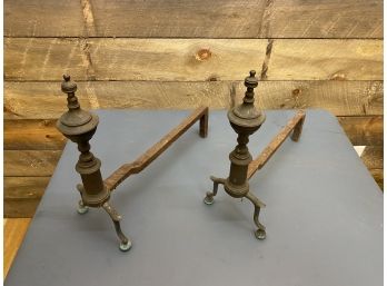 Antique Fireplace Andirons Pair