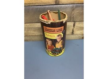 Vintage Lincoln Logs With Container