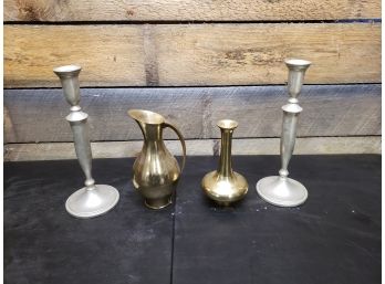 Candle Holder  2 Brass Vases
