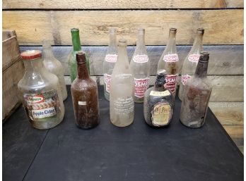 Wooden Box With Old Bottles