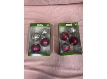 Two Boxes Of 4 Glass Ornaments