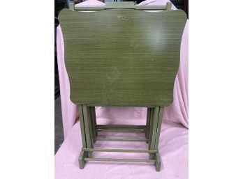 Green Set Of Foldable Serving Tables