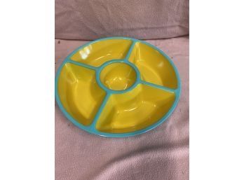 Yellow And Light Blue Vegetable Serving Dish