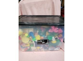 Plastic Bin With Misc Kids Toys