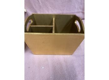 Pottery Barn Wooden Gold Organizer ( In White Pottery Box )