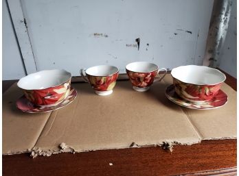 Floral Cups And Plates Lot