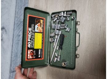Metal Toolbox With Misc Tools.
