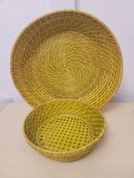 Pair Green/yellow/Mustard Baskets
