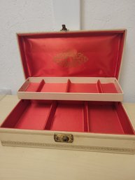 Vintage Jewelry Box Lined In Red Fabric