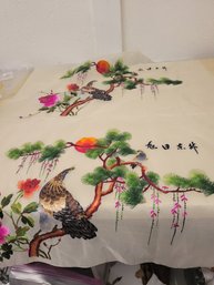 Silk Embroidered Fabric Birds
