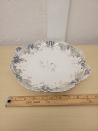 Gold Leaf Gray/blue Porcelain Plate