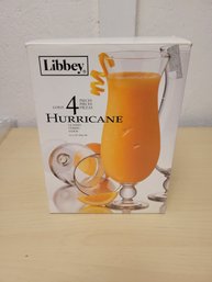 Set Of 4 Glass Libbey Hurricane Glasses In Box