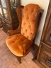 Vintage Orange Velvet Caned High Back Chair
