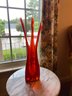 Lot Of Mid Century Modern Glassware W/ Large Orange Swung Vase