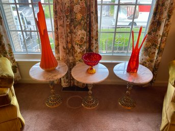 Lot Of Mid Century Modern Glassware W/ Large Orange Swung Vase