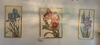 3 Vintage Flower Paintings By Letterman