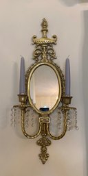 Pair Of Brass Mirrored Candle Sconces