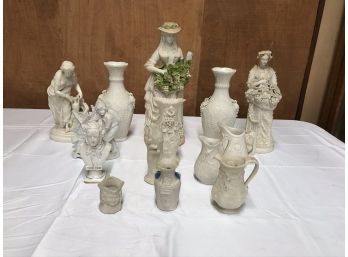 13 Pieces Of Antique Parian Porcelain