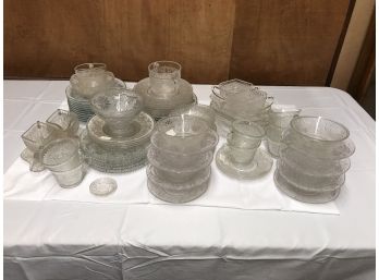 Huge Lot Of 50 Antique Cut Glass Plates, Bowls, & More