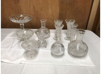 11 Miscellaneous Pieces Of Cut Glass & Crystal