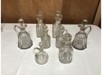 8 Antique Blown Glass Decanters & Pitchers