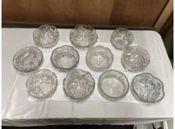 11 Antique Cut Glass Crystal Bowls