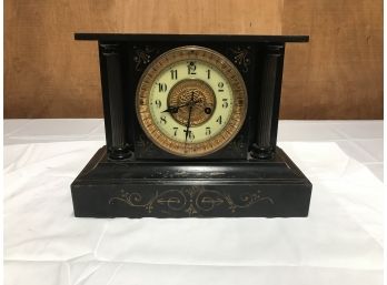 Antique Ornate Cast Iron Waterbury Mantel Clock